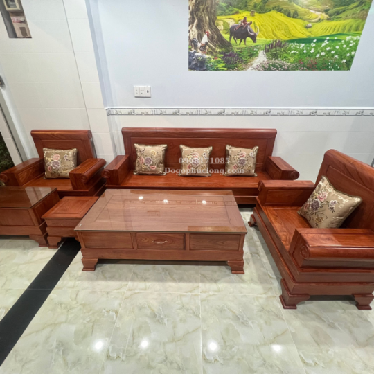 Sofa gỗ Hương Đá mẫu pháo cao cấp 