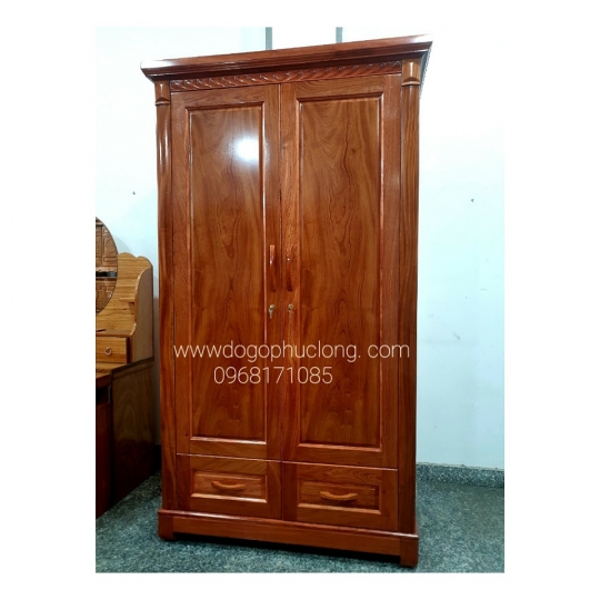 TỦ QUẦN ÁO 2 CÁNH GỖ HƯƠNG ĐÁ _ 1M20